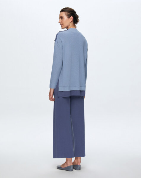 T24K-6009 Renkli Düğme Aksesuarlı Tunik OVALE-BLUE - 3