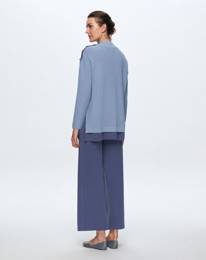 T24K-6009 Renkli Düğme Aksesuarlı Tunik OVALE-BLUE - 3