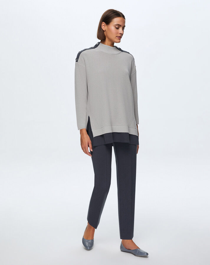 T24K-6009 Renkli Düğme Aksesuarlı Tunik VİLLA-GREY - 1