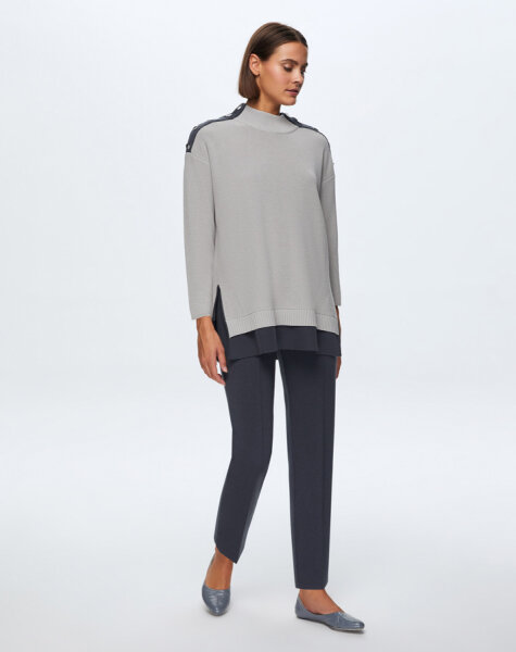 T24K-6009 Renkli Düğme Aksesuarlı Tunik VİLLA-GREY 