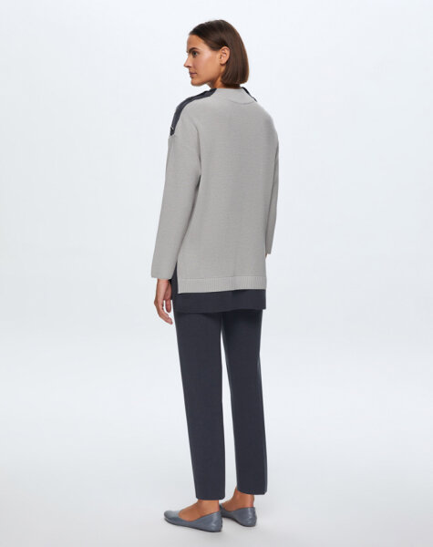 T24K-6009 Renkli Düğme Aksesuarlı Tunik VİLLA-GREY - 2