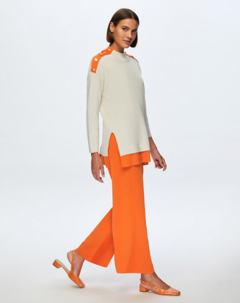 T24K-6009 Renkli Düğme Aksesuarlı Tunik VOLO-SMOKE / BROLO-ORANGE 