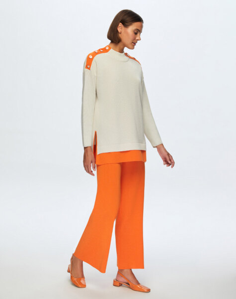 T24K-6009 Renkli Düğme Aksesuarlı Tunik VOLO-SMOKE / BROLO-ORANGE - 2