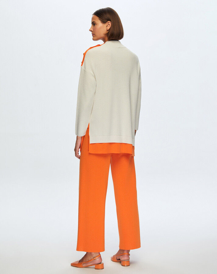 T24K-6009 Renkli Düğme Aksesuarlı Tunik VOLO-SMOKE / BROLO-ORANGE - 3