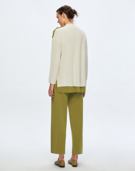 T24K-6009 Renkli Düğme Aksesuarlı Tunik VOLO-SMOKE / FİABA-OLİVE - 3