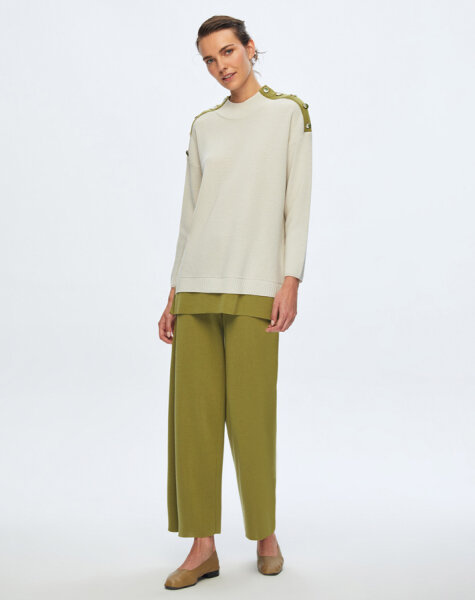 T24K-6009 Renkli Düğme Aksesuarlı Tunik VOLO-SMOKE / FİABA-OLİVE 