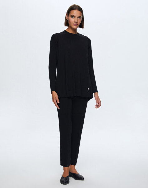T24K-6010 Arkası Uzun Tunik BLACK 
