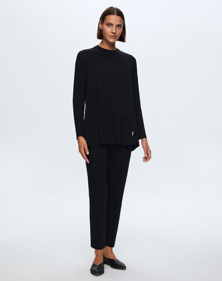 T24K-6010 Arkası Uzun Tunik BLACK - 1