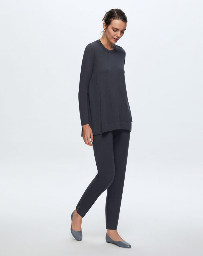 T24K-6010 Arkası Uzun Tunik PENNA-DARK BLUE - 1
