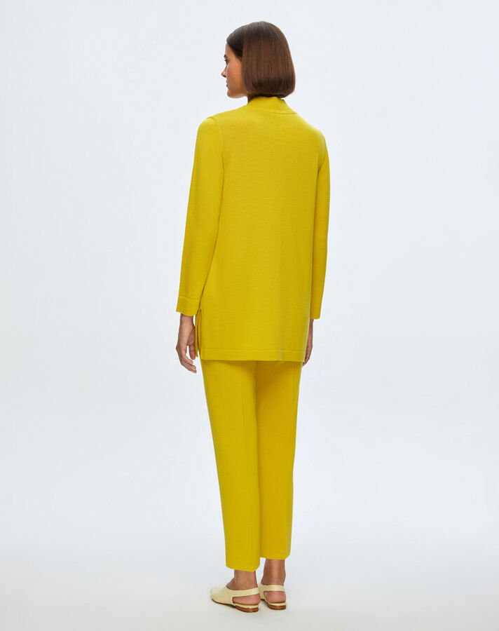 T24K-6011 V Yaka Triko Tunik ETİCA-YELLOW - 3