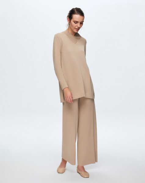 T24K-6011 V Yaka Triko Tunik VOLO-SMOKE - 1