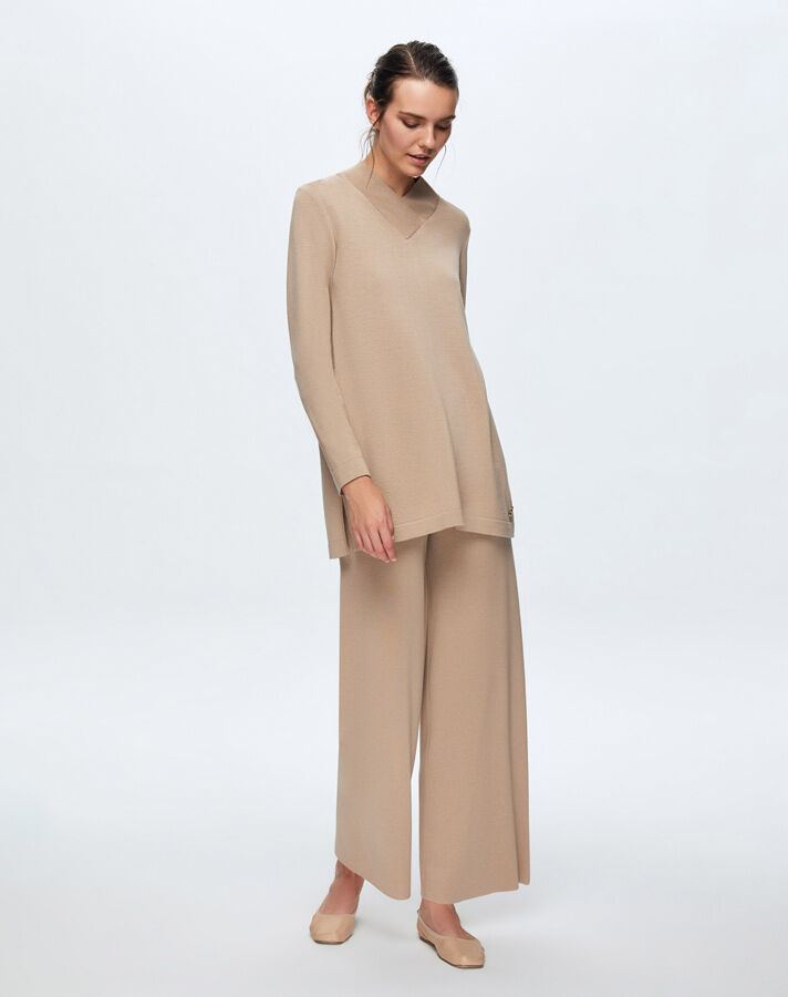 T24K-6011 V Yaka Triko Tunik VOLO-SMOKE - 1