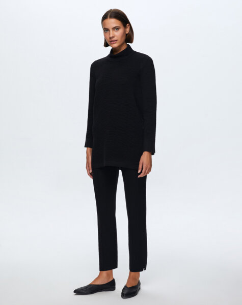 T24K-6013 Yarım Balıkçı Tunik BLACK - MISS DALIDA