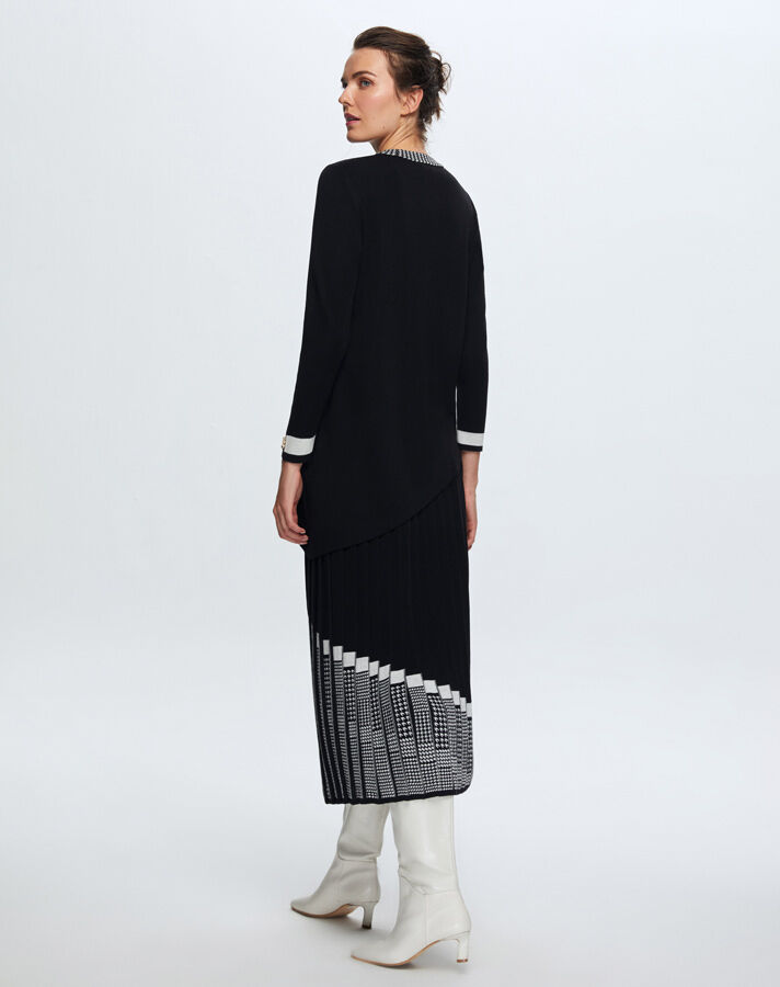 T24K-6016 Asimetrik Kesim Triko Tunik BLACK - 2