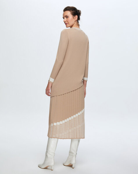 T24K-6016 Asimetrik Kesim Triko Tunik CORO-CAMEL - 2