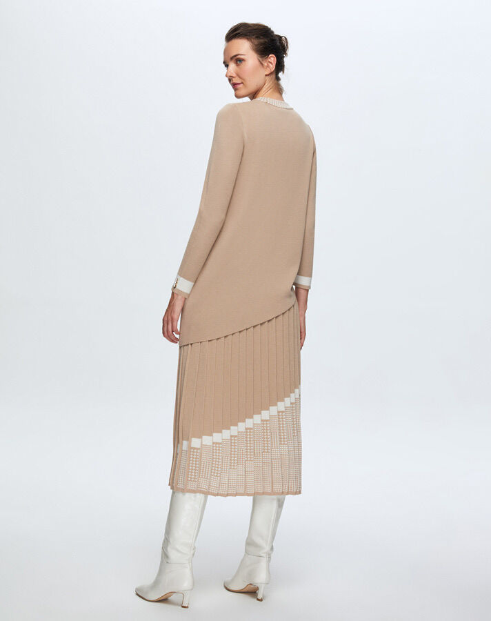 T24K-6016 Asimetrik Kesim Triko Tunik CORO-CAMEL - 2