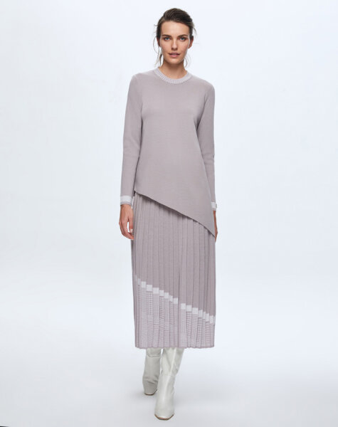 T24K-6016 Asimetrik Kesim Triko Tunik TERRA-MİLKY 