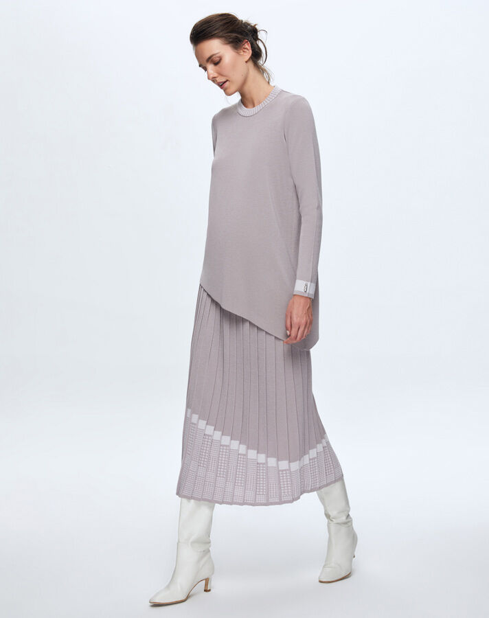 T24K-6016 Asimetrik Kesim Triko Tunik TERRA-MİLKY - 2