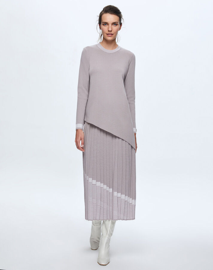 T24K-6016 Asimetrik Kesim Triko Tunik TERRA-MİLKY - 1