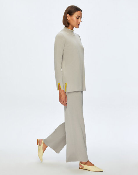 T24K-6017 Renk Şeritli Triko Tunik VİLLA-GREY - 2