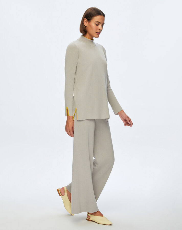 T24K-6017 Renk Şeritli Triko Tunik VİLLA-GREY - 1