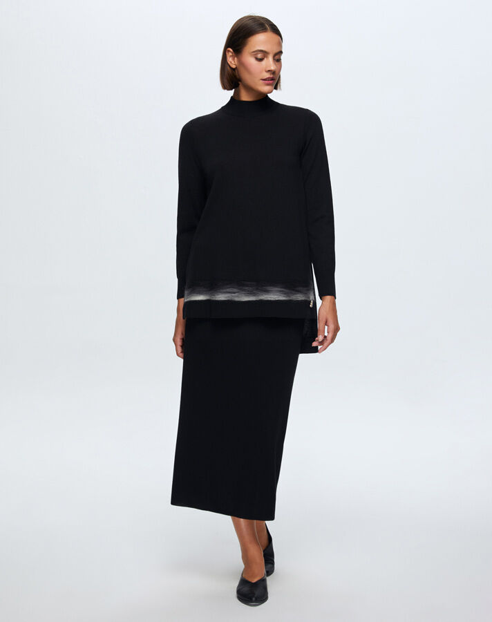 T24K-6018 Keçe Detaylı Triko Tunik BLACK - 2