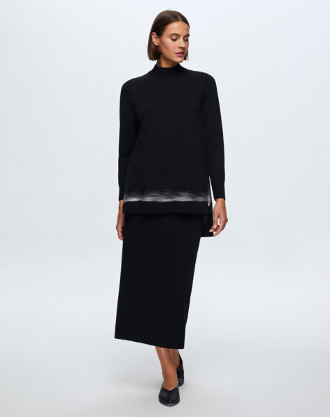 T24K-6018 Keçe Detaylı Triko Tunik BLACK - 2