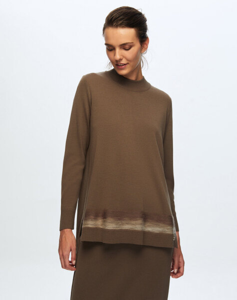 T24K-6018 Keçe Detaylı Triko Tunik DATA-BROWN - 2