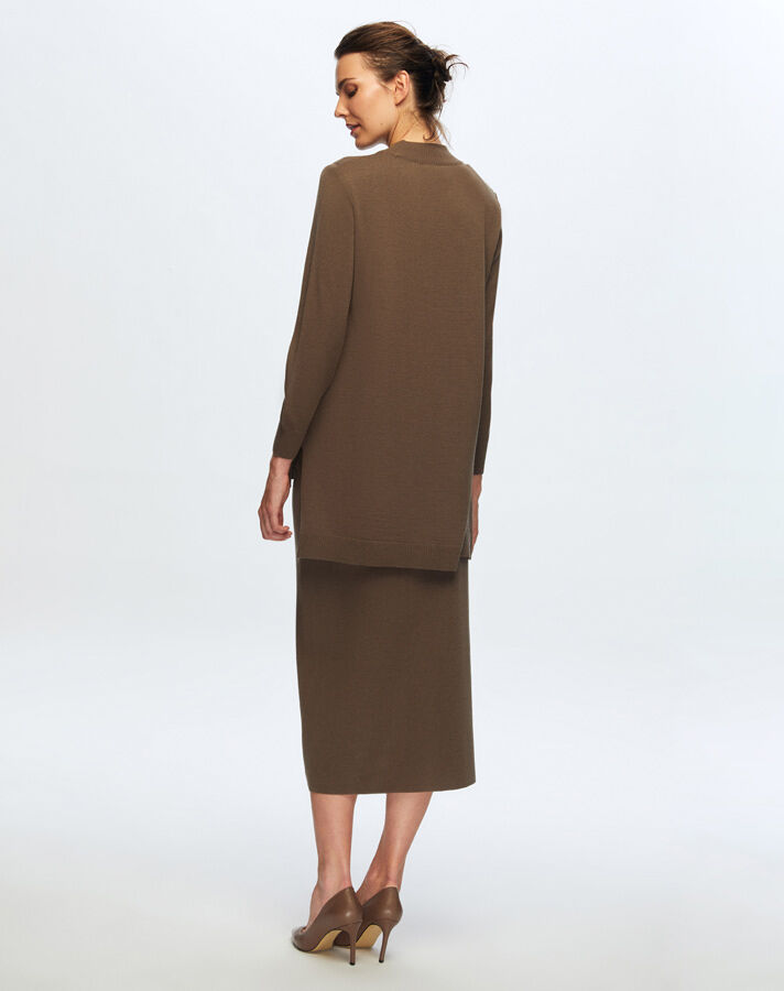 T24K-6018 Keçe Detaylı Triko Tunik DATA-BROWN - 3