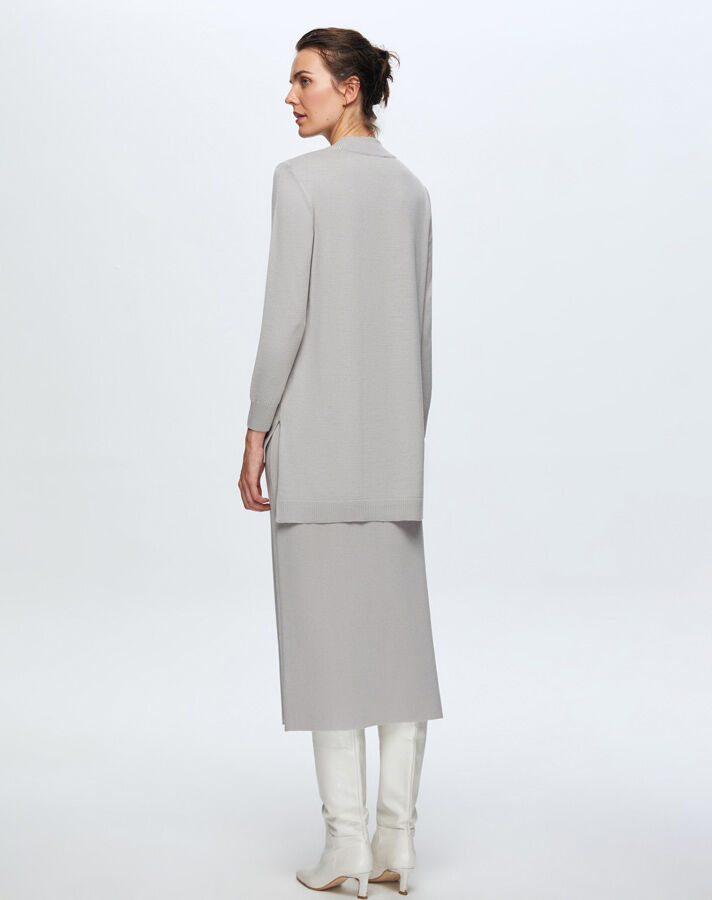 T24K-6018 Keçe Detaylı Triko Tunik VİLLA-GREY - 3