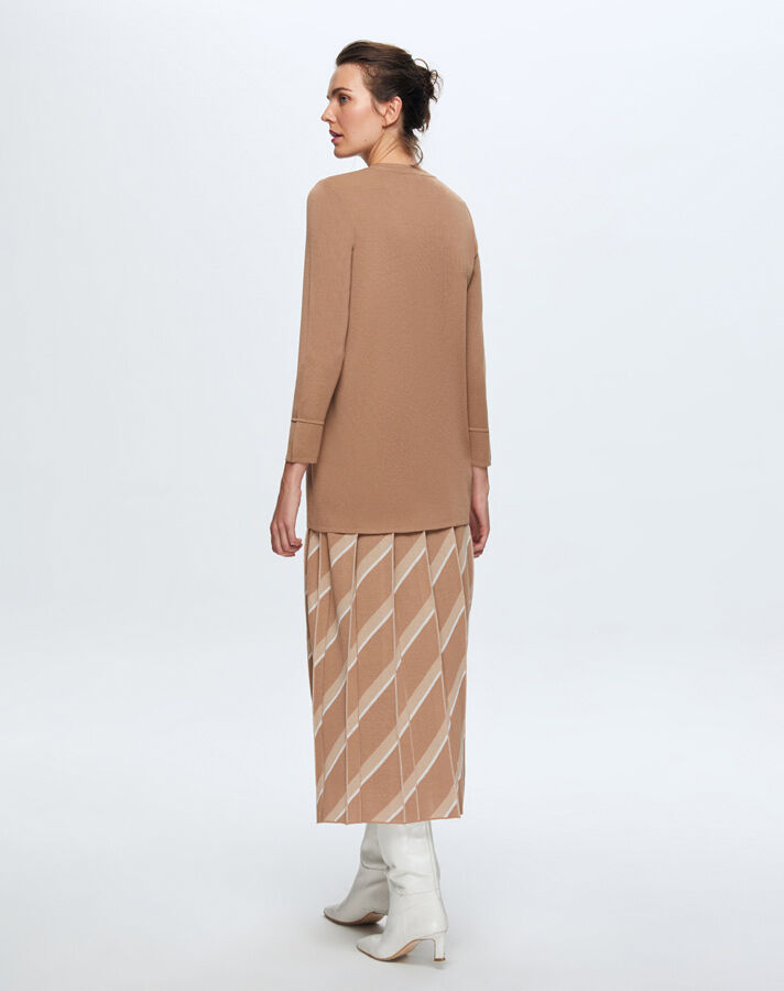 T24K-6020 Düz Renk Basic Tunik COMO-CAREMEL - 2