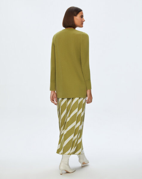 T24K-6020 Düz Renk Basic Tunik FİABA-OLİVE - 2