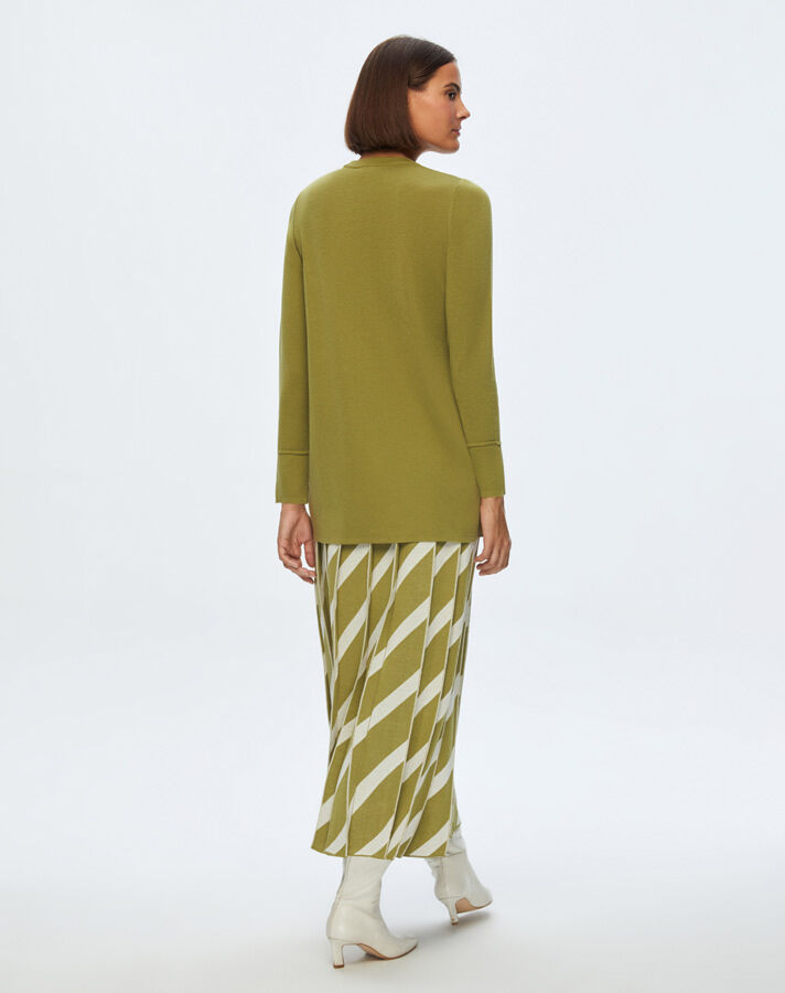 T24K-6020 Düz Renk Basic Tunik FİABA-OLİVE - 2