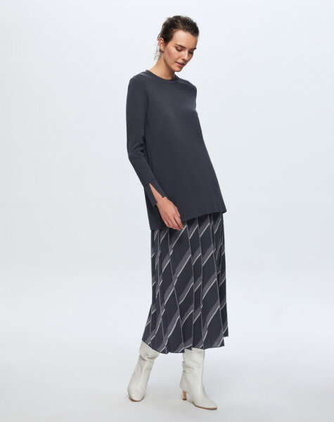 T24K-6020 Düz Renk Basic Tunik PENNA-DARK BLUE - 1