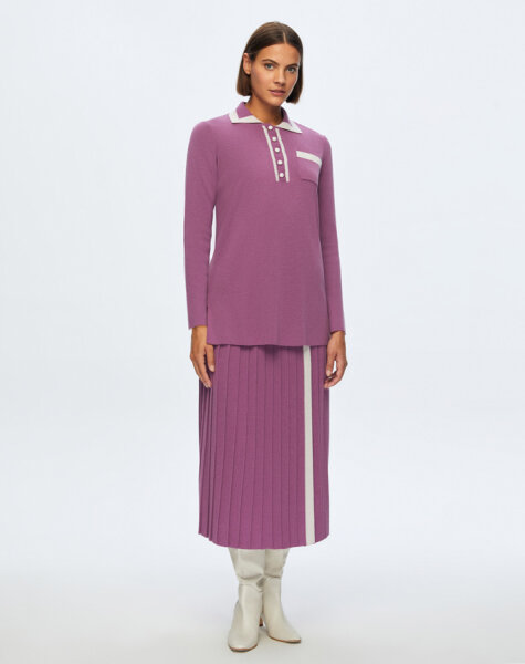T24K-6021 Erkek Yaka Triko Tunik SCOPA-ORCHİDE - 2