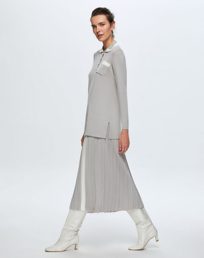 T24K-6021 Erkek Yaka Triko Tunik VİLLA-GREY - 2