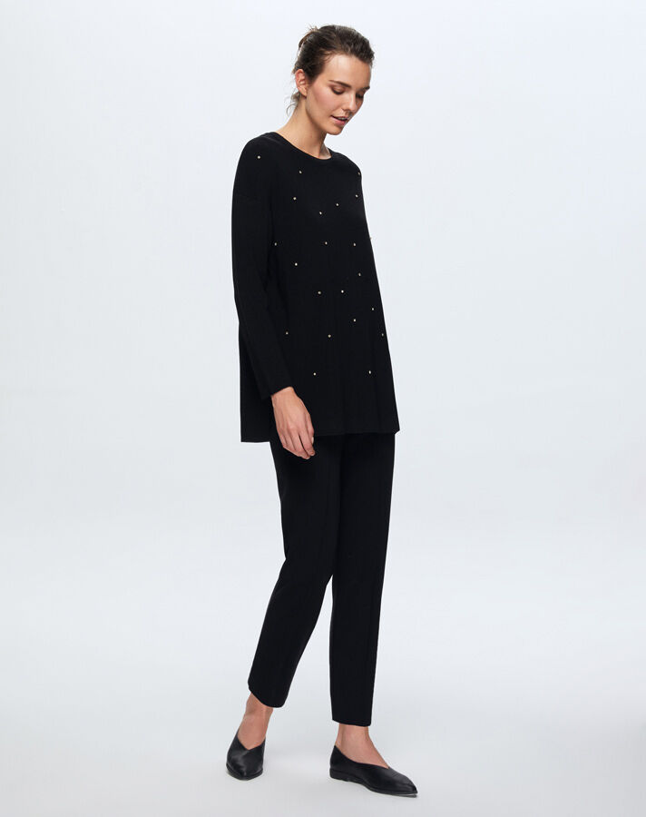 T24K-6024 Önü Taşlı Basic Tunik - 1