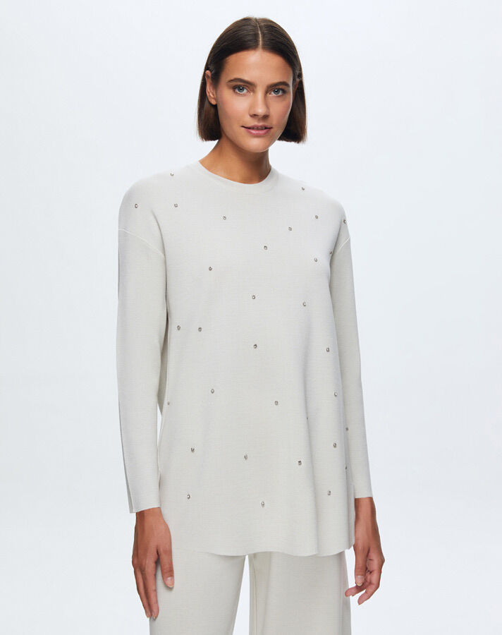 T24K-6024 Önü Taşlı Basic Tunik - 4