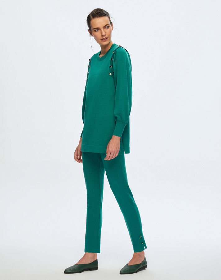 T24K-6026 Düğme Detaylı Balon Kollu Tunik IMOLA-EMERLAND - 1