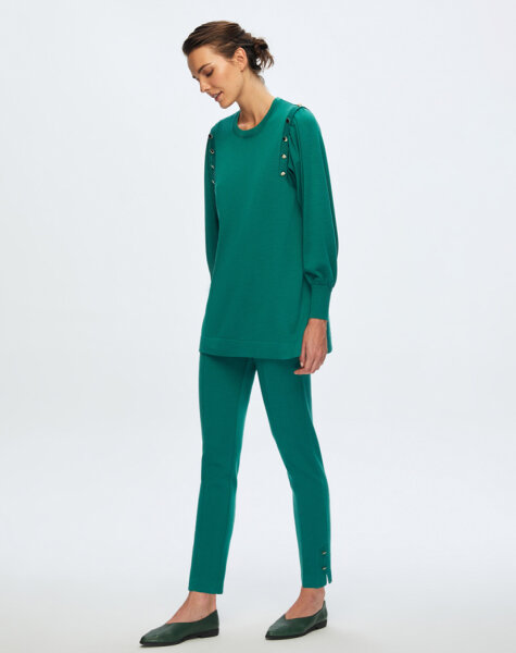 T24K-6026 Düğme Detaylı Balon Kollu Tunik IMOLA-EMERLAND - MISS DALIDA (1)