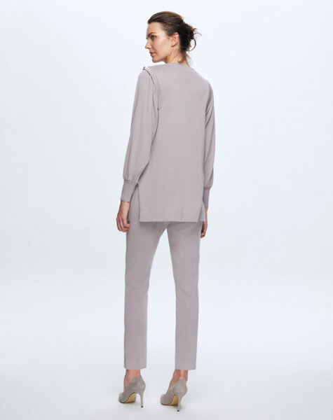 T24K-6026 Düğme Detaylı Balon Kollu Tunik TERRA-MİLKY - 3