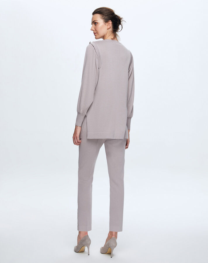 T24K-6026 Düğme Detaylı Balon Kollu Tunik TERRA-MİLKY - 3