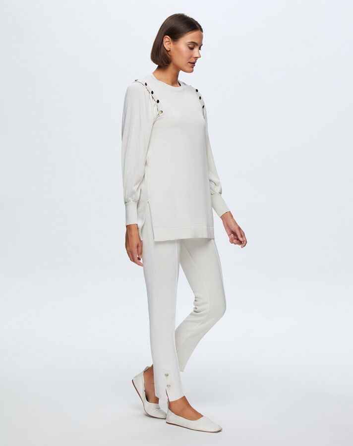 T24K-6026 Düğme Detaylı Balon Kollu Tunik VOLO-SMOKE - 1