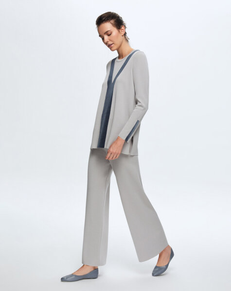 T24K-6027 Önü Kadife Detaylı Tunik VİLLA-GREY - MISS DALIDA (1)