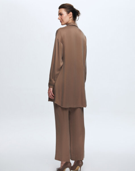 T24K-6028 İki Cepli Kupro Tunik BROWN - 3