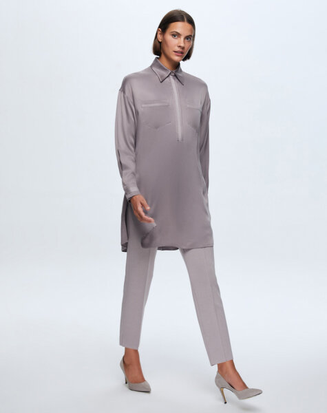 T24K-6028 İki Cepli Kupro Tunik MİNK - MISS DALIDA