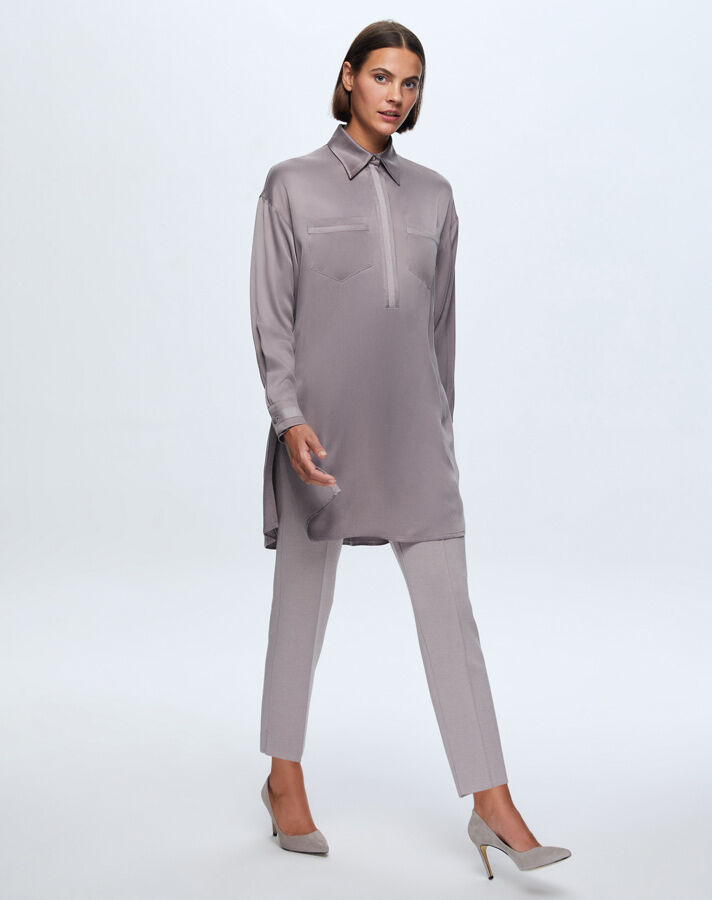 T24K-6028 İki Cepli Kupro Tunik MİNK - 1