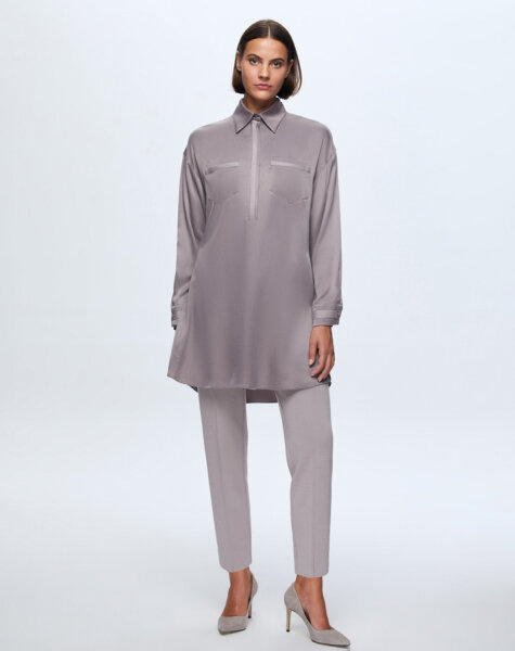 T24K-6028 İki Cepli Kupro Tunik MİNK - MISS DALIDA (1)
