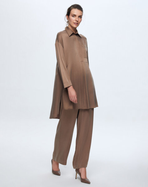 T24K-6029 Tek Cepli Kupro Tunik BROWN - 2