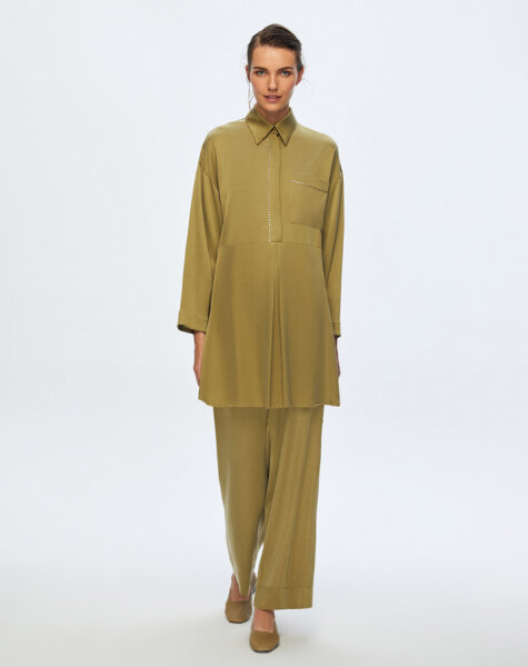 T24K-6029 Tek Cepli Kupro Tunik OLİVE - 2